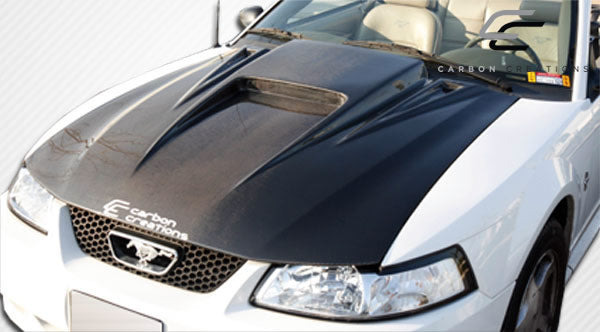 1999-2004 Ford Mustang Spyder 3 Style Hood - Carbon Fiber