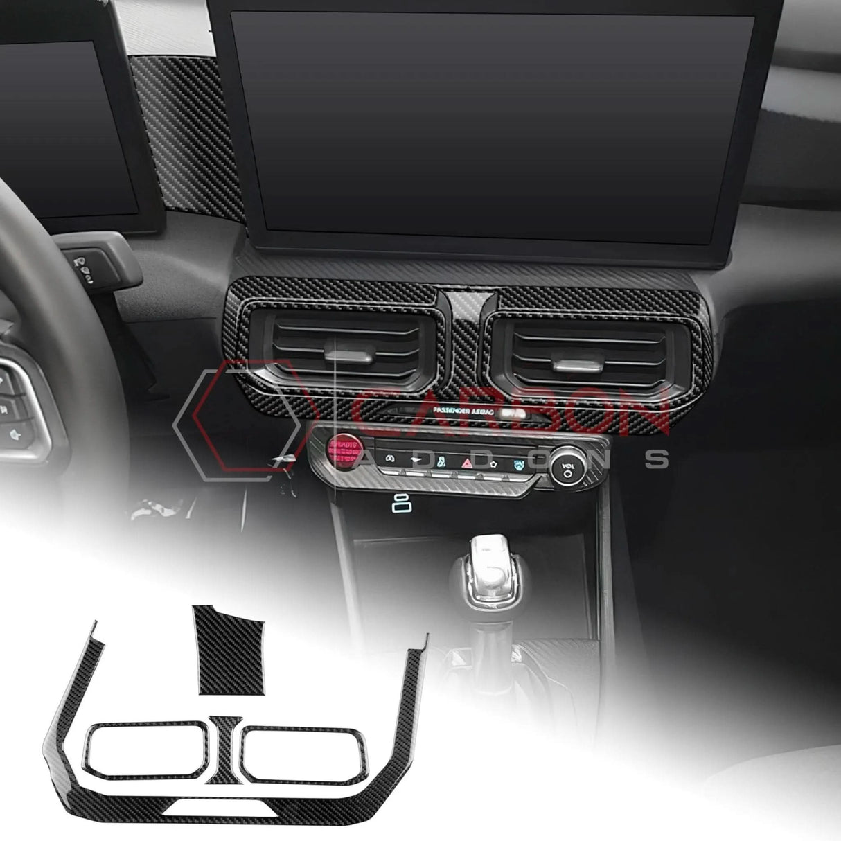 2024+ S650 Mustang Real Carbon Fiber Dash Center AC Vents Trim Overlays