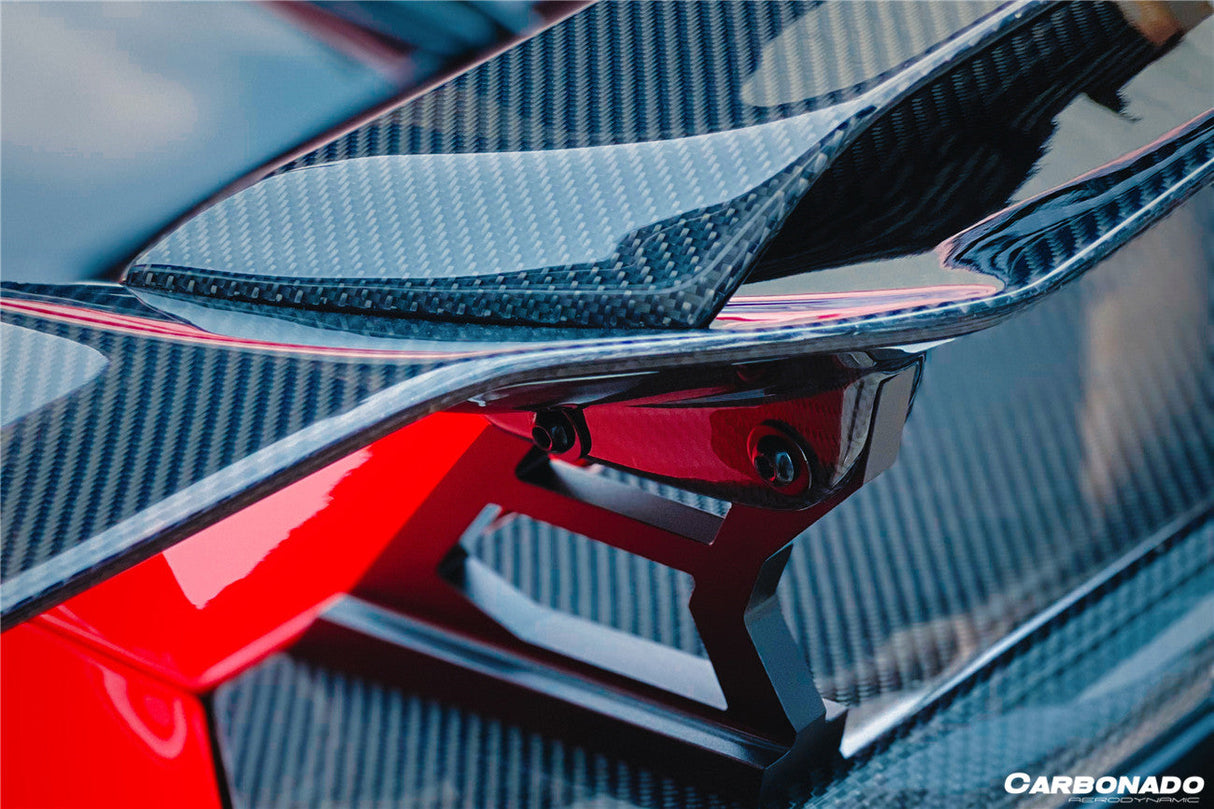 2015-2025 Lamborghini Huracan LP610 LP580 Evo Tecnica MD Style Carbon Fiber Trunk Spoiler with Base