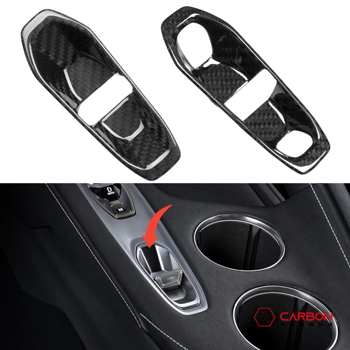 2026+ C8 Corvette Gear Selector Inner Frame Real Carbon Fiber Trim Cover