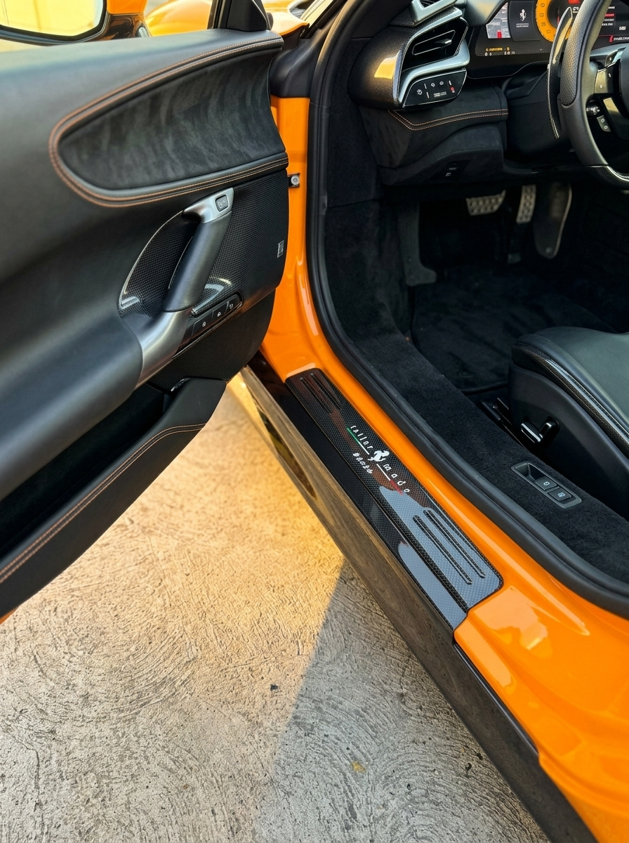 2019+ Ferrari SF90 Stradale OEM Style Door Sill Trims - Dry Carbon Fiber