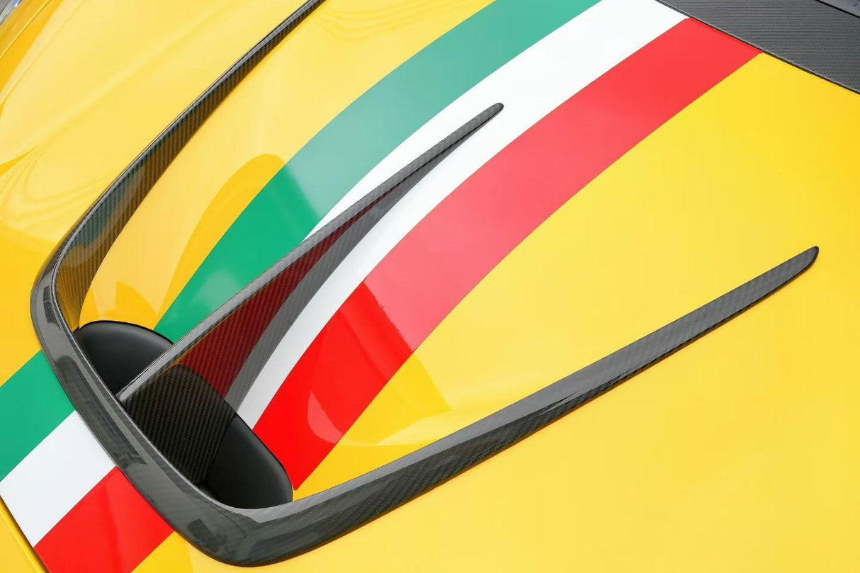 2019-2024 Ferrari F8 MSY Style Autoclave Carbon Fiber Front Hood Vent Trims