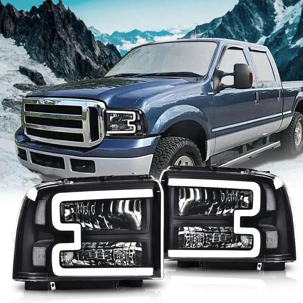 LED DRL Bar Headlight Assembly for 2005–2007 Ford F-250/F-350/F-450/F-550 Super Duty & 2005 Excursion – Chrome
