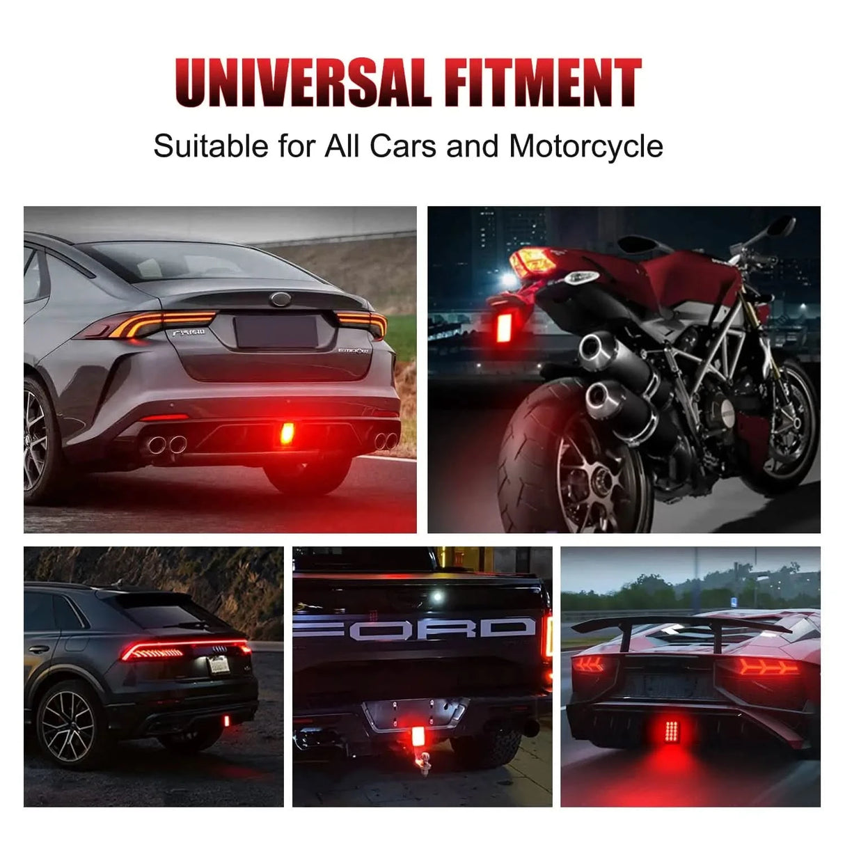F1-Style LED Rear Brake Light – 12V Strobe & Running Light Warning Lamp (Universal Fit)