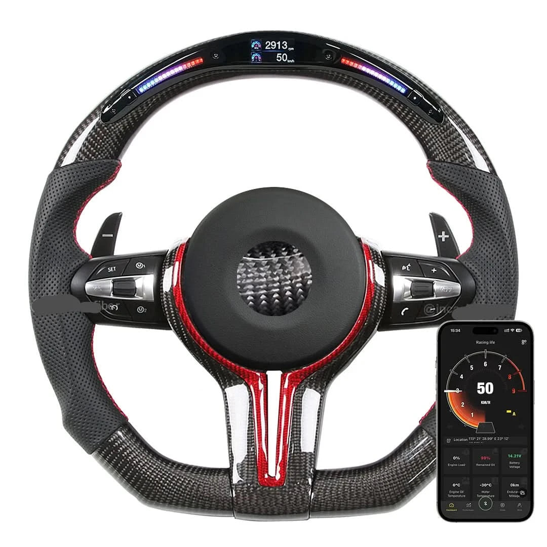 BMW F-Series Carbon Fiber LED Race Display Steering Wheel – Performance Interior Upgrade