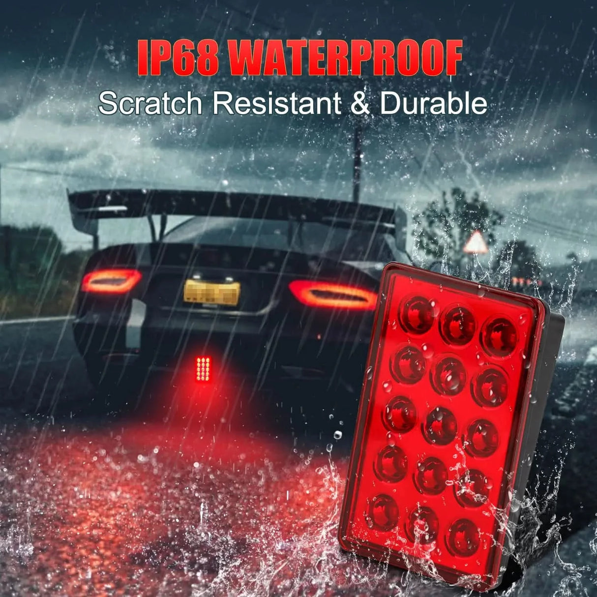 F1-Style LED Rear Brake Light – 12V Strobe & Running Light Warning Lamp (Universal Fit)