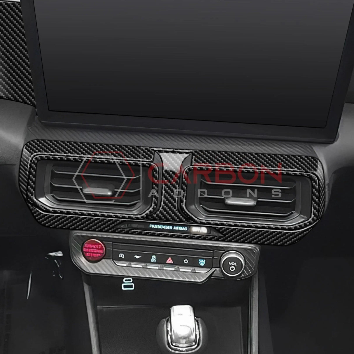 Real Carbon Fiber Center Dashboard A/C Vent Trim Overlays for 2024+ Ford Mustang