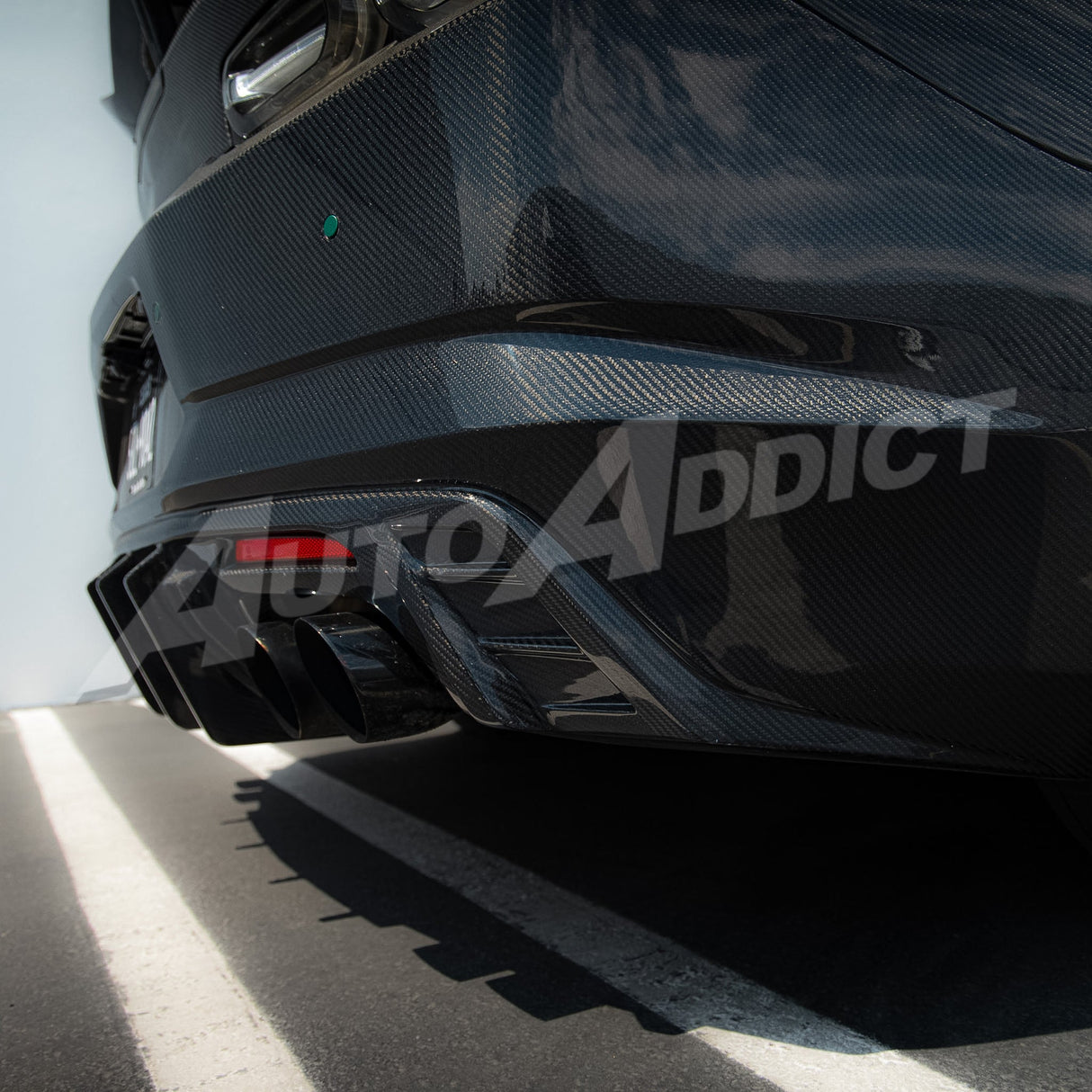 2019-2025 Camaro RS/SS/ZL1 Gloss Double Sided Carbon Fiber Rear Bumper w/Rear Diffuser Quad Tips 1pc
