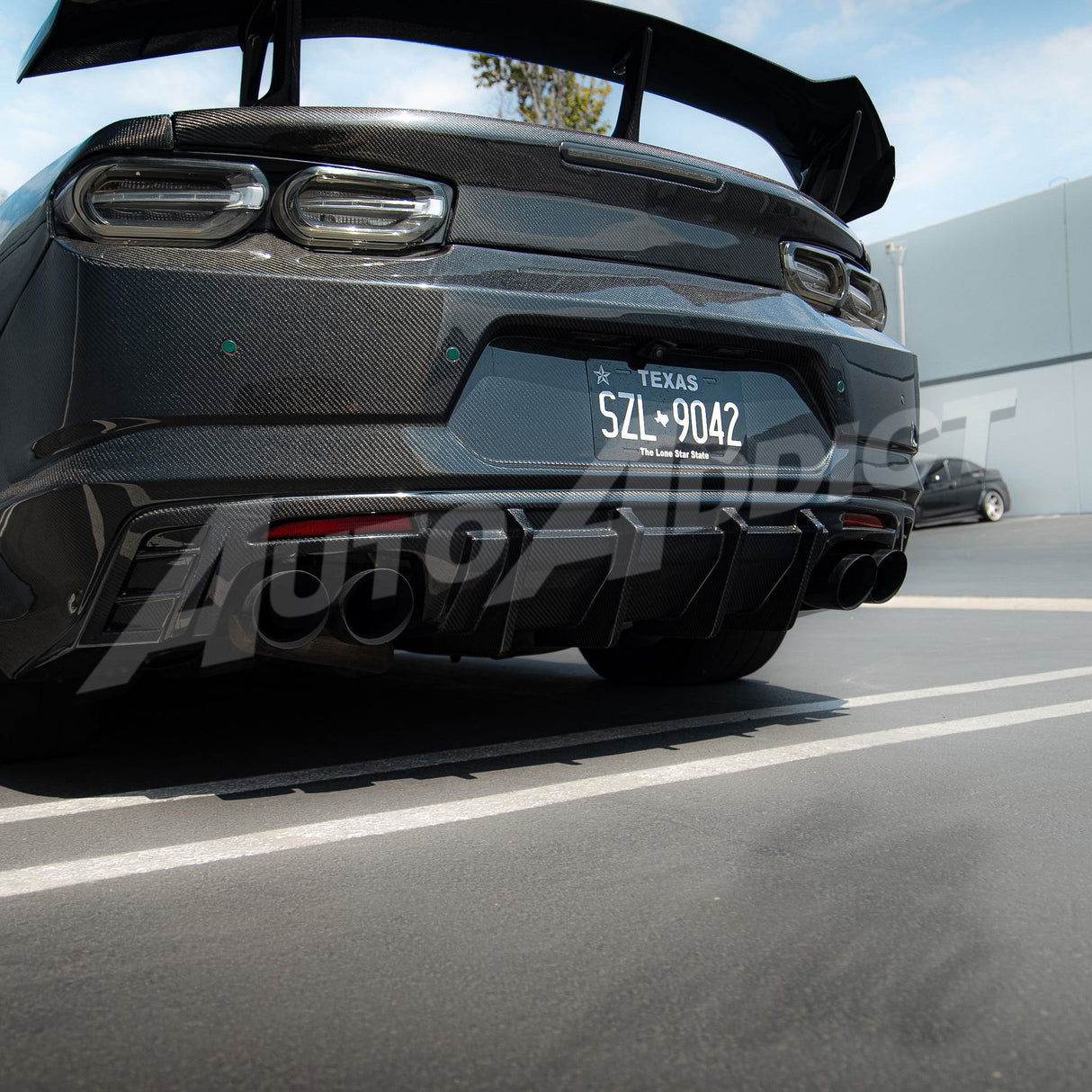 2019-2025 Camaro RS/SS/ZL1 Gloss Double Sided Carbon Fiber Rear Bumper w/Rear Diffuser Quad Tips 1pc
