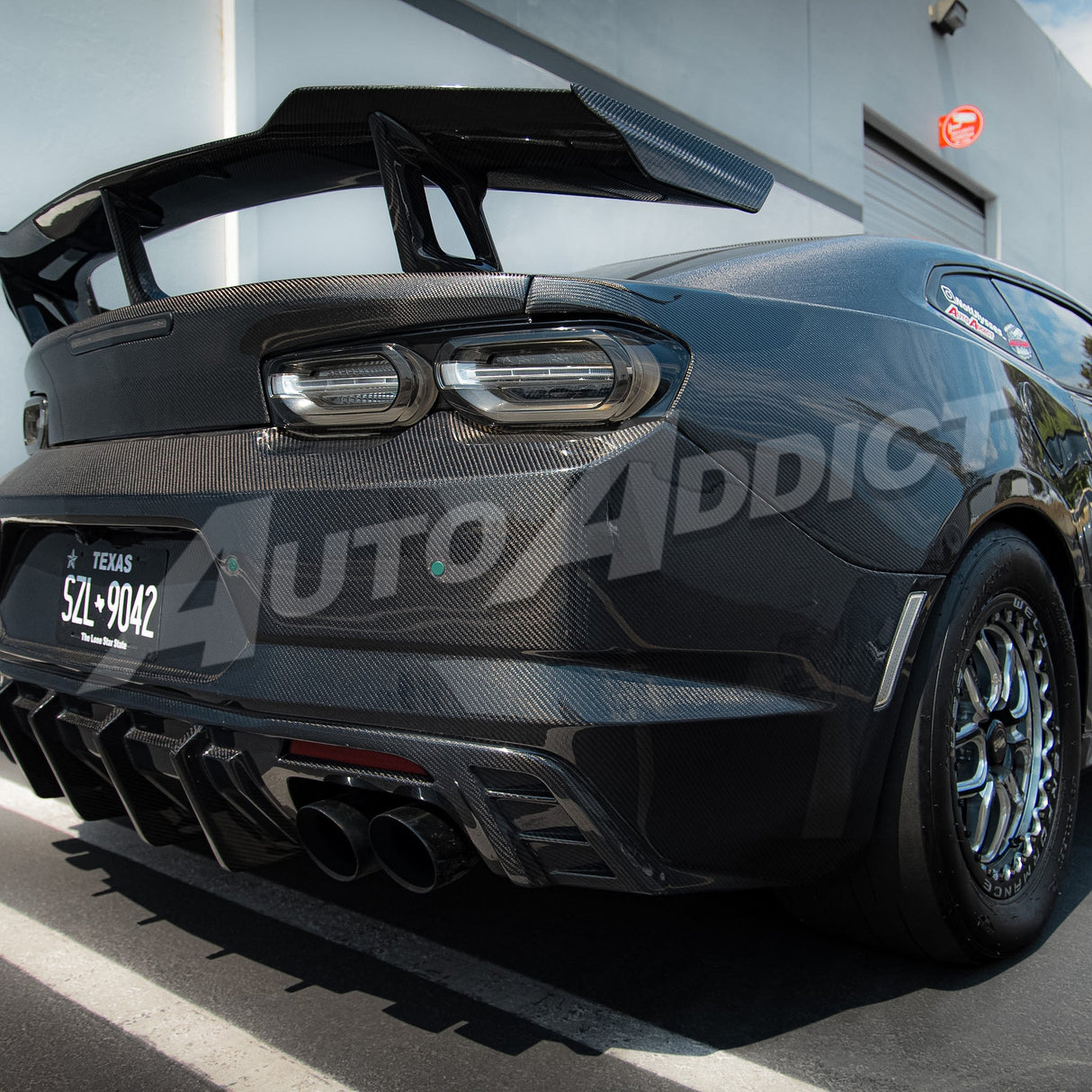 2019-2025 Camaro RS/SS/ZL1 Gloss Double Sided Carbon Fiber Rear Bumper w/Rear Diffuser Quad Tips 1pc