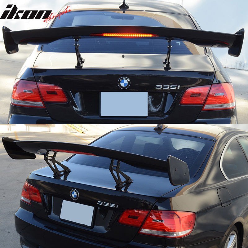 Universal 57In GT Style Gloss Black Trunk Spoiler LED Brake Light ABS