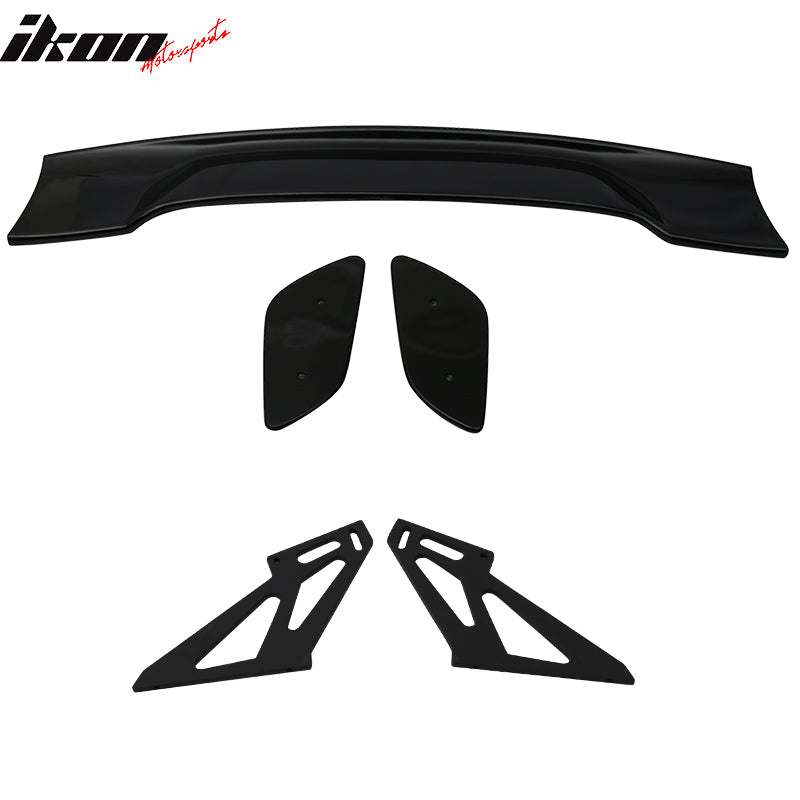 Universal 57In GT Style Gloss Black Trunk Spoiler LED Brake Light ABS