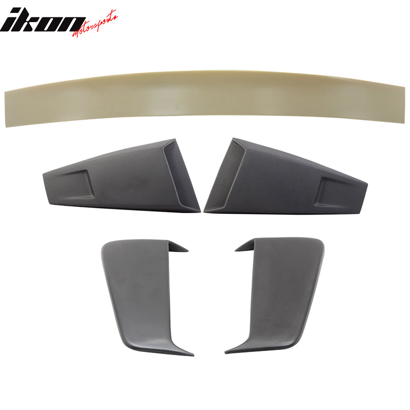 Fits 05-09 Mustang Coupe Roof Spoiler & PU Side Scoop & Window Louvers