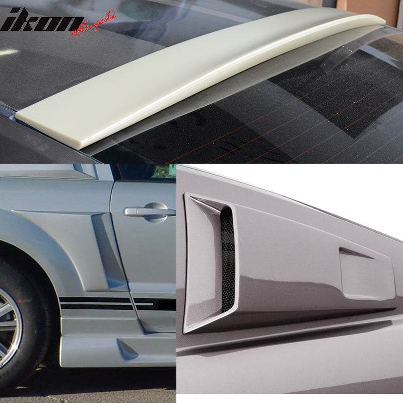 Fits 05-09 Ford Mustang Roof Spoiler & Fender Scoop & Window Louvers