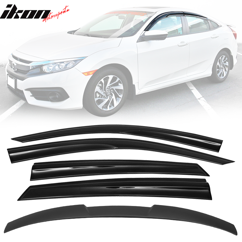2016-2021 Honda Civic X 10th Gen Sedan Roof Spoiler MUG Window Visor