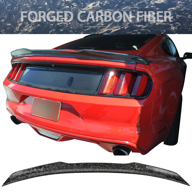 2015-2022 Ford Mustang V Style Forged Carbon Fiber Trunk Spoiler Wing