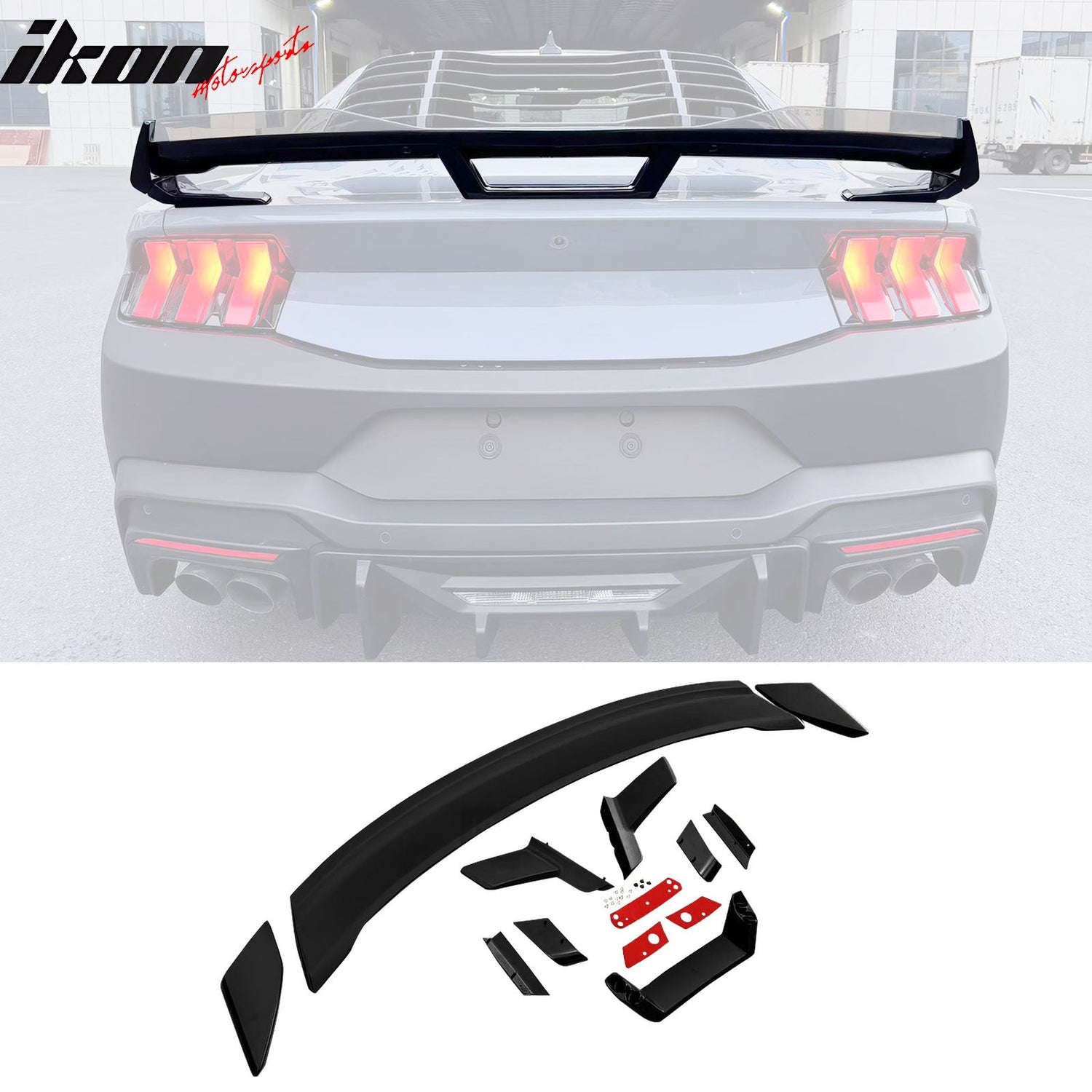 2024-2025 Ford Mustang Dark Horse Gloss Trunk Spoiler W/ Gurney Glap