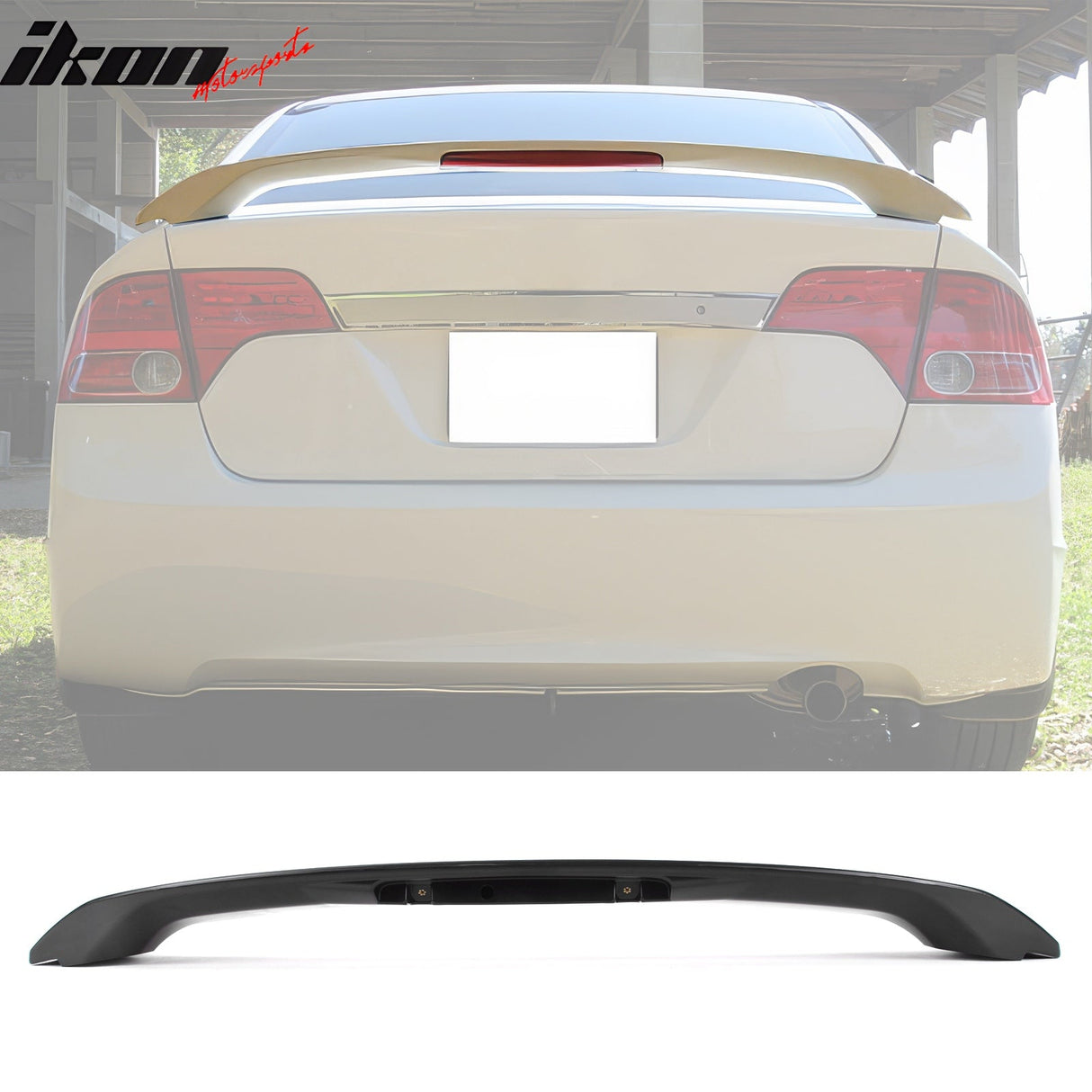 2006-2011 Honda Civic 8th Sedan OE Style Unpainted Trunk Spoiler W/LED