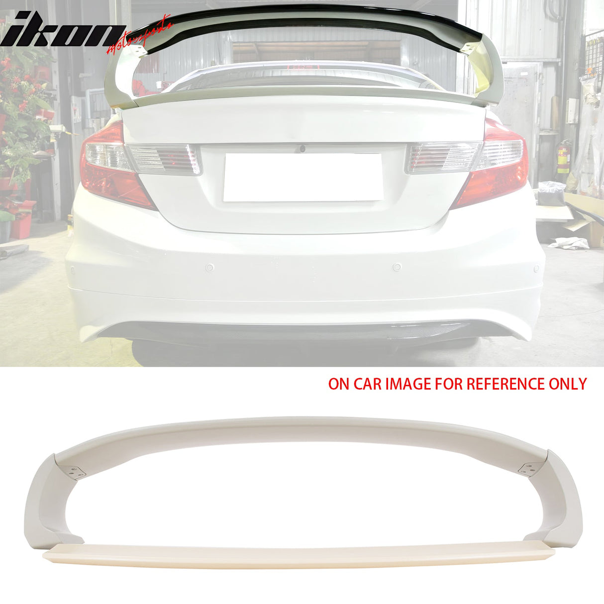 2012-2015 Honda Civic 9th RR Style Unpainted Beige Trunk Spoiler ABS