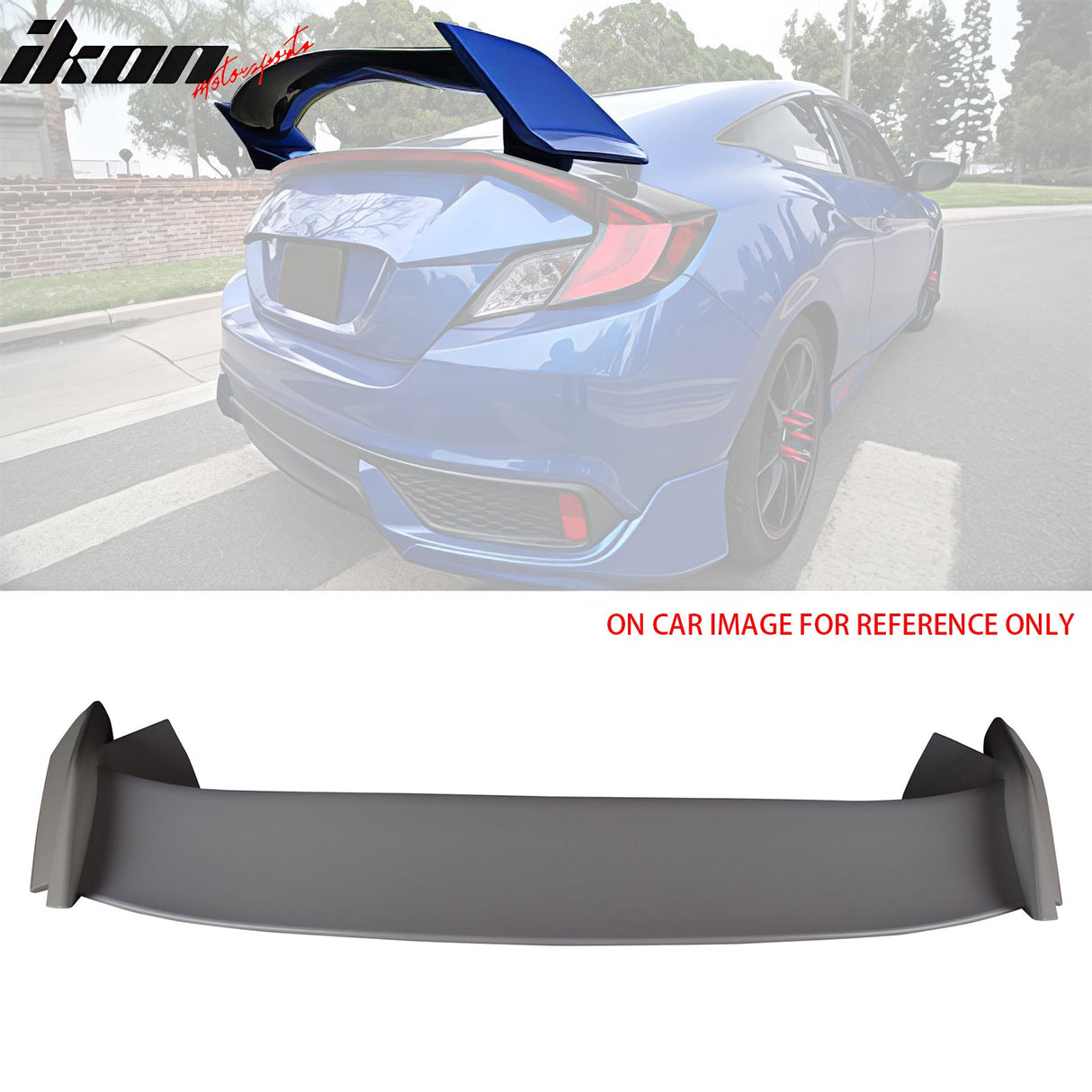 2016-2021 Honda Civic 10th Coupe TR Style Unpainted Gray Trunk Spoiler
