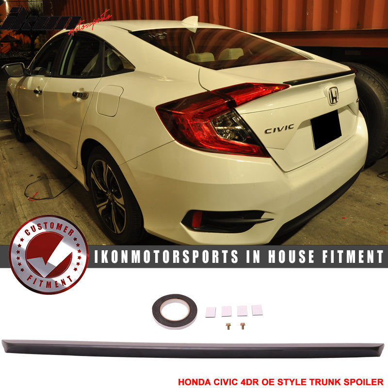Fits 16-21 Civic 10th Gen Sedan OE Trunk Spoiler IKON Roof Spoiler ABS