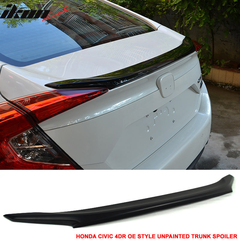 Fits 16-21 Civic X Sedan Trunk Spoiler Decklid + IKON Roof Spoiler
