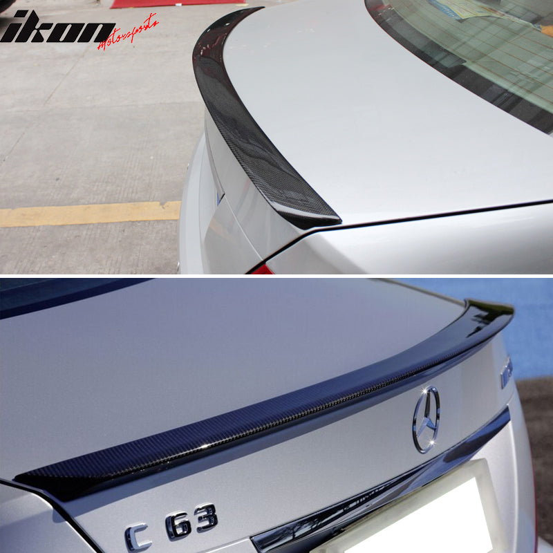 2008-2014 Benz W204 AMG Style Red Clear Rear Spoiler Wing Carbon Fiber
