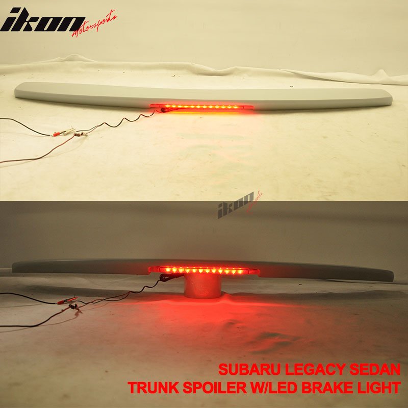 10-14 Subaru Legacy Sedan Black Rear Spoiler Wing LED Brake Light FRP