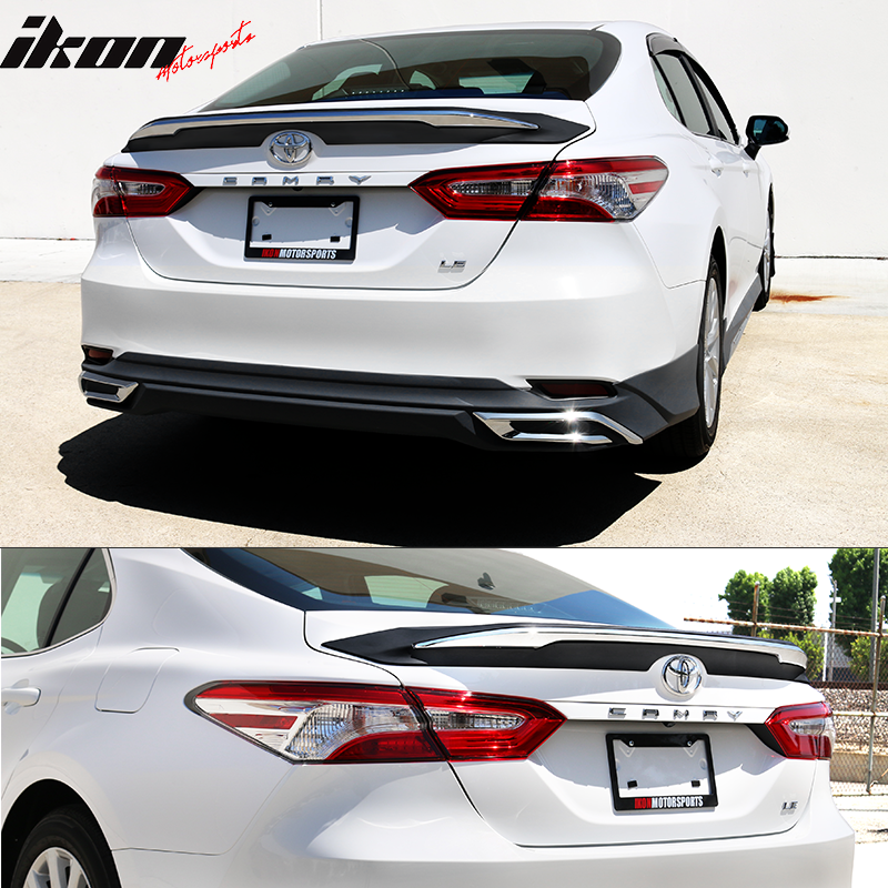2018-2024 Toyota Camry MD Style Gloss Rear Spoiler Wing Chrome Trim