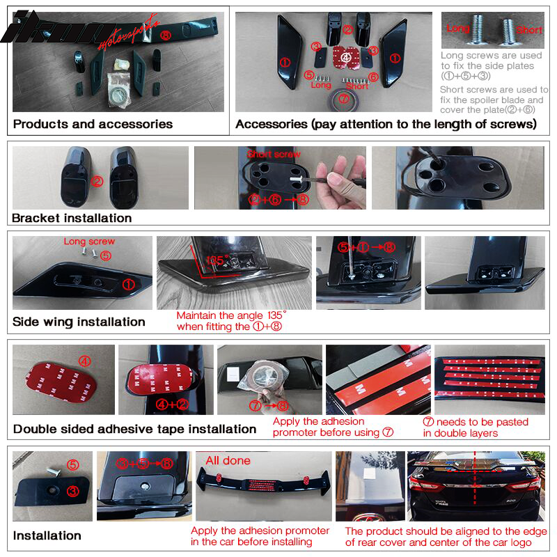 2019-2022 Toyota Avalon Rear TRD Style Trunk Spoiler Lid ABS