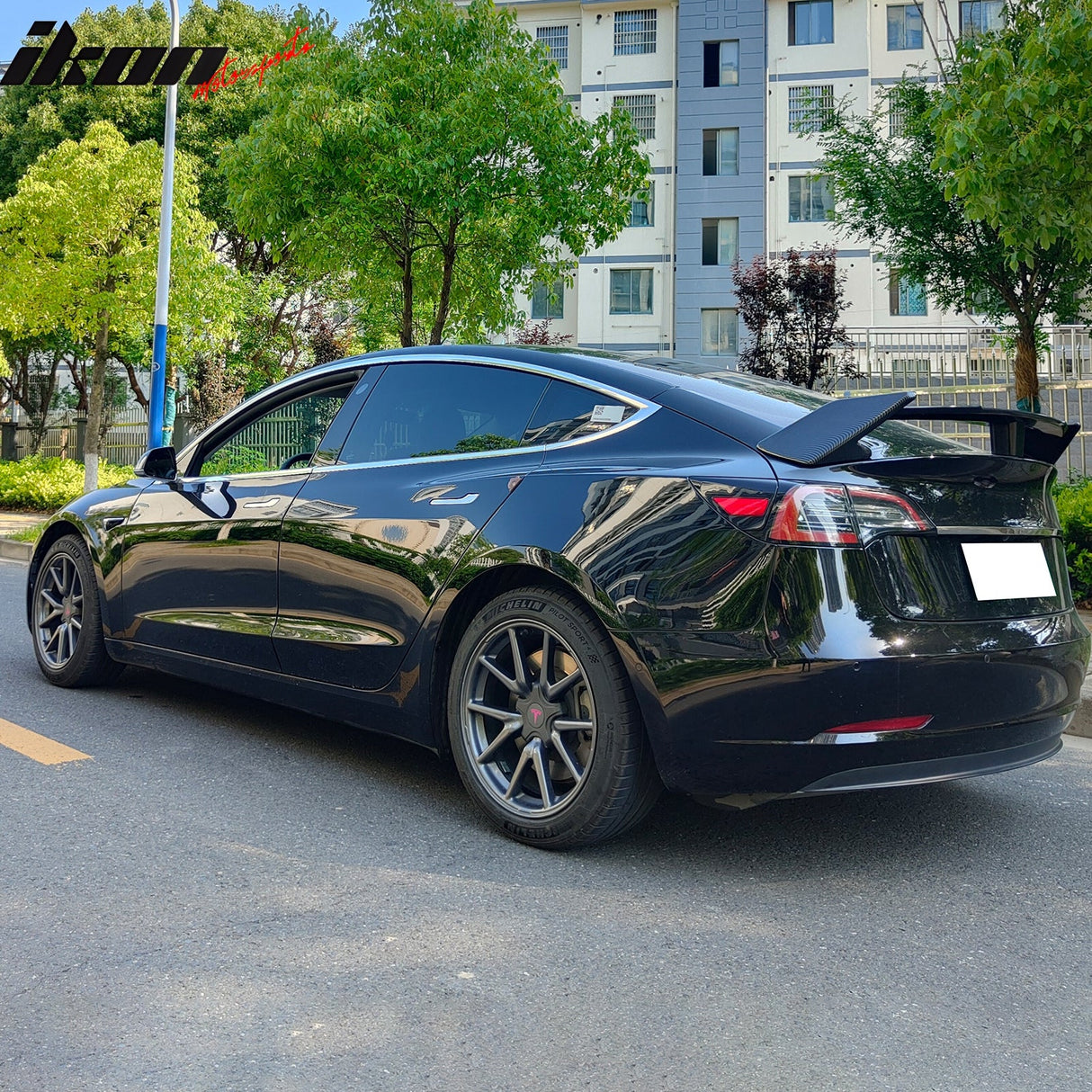 2017-2024 Tesla Model 3 GT Style Carbon Fiber Print Trunk Spoiler ABS