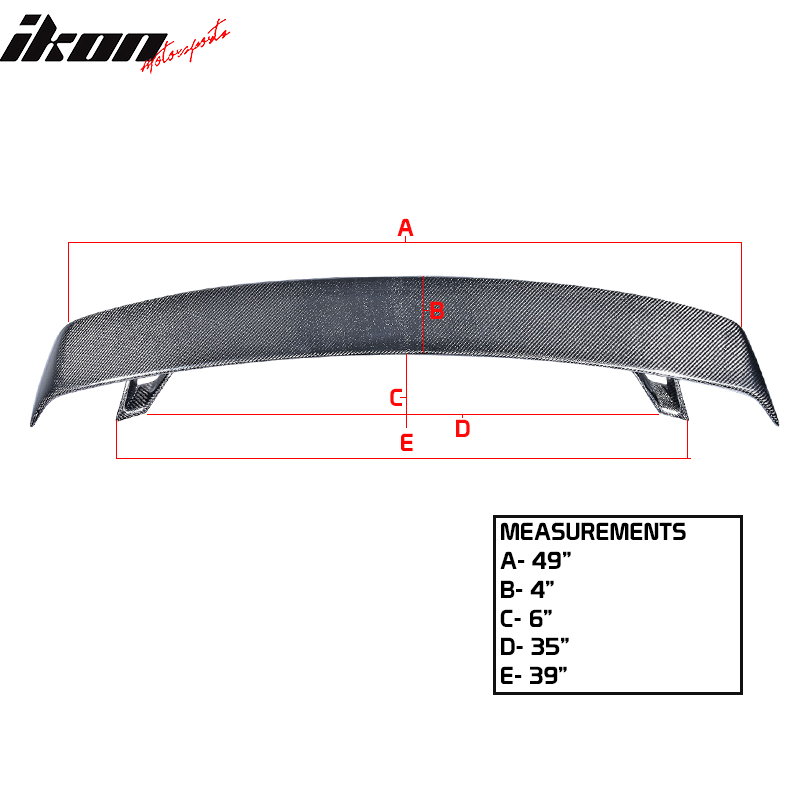 Universal Fitment Black Rear Trunk Spoiler Wing Lip Carbon Fiber CF