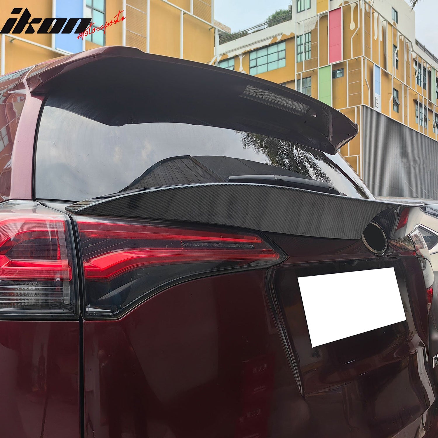 2016-2018 Toyota Rav4 IKON Rear Spoiler Lip Carbon Fiber Print ABS