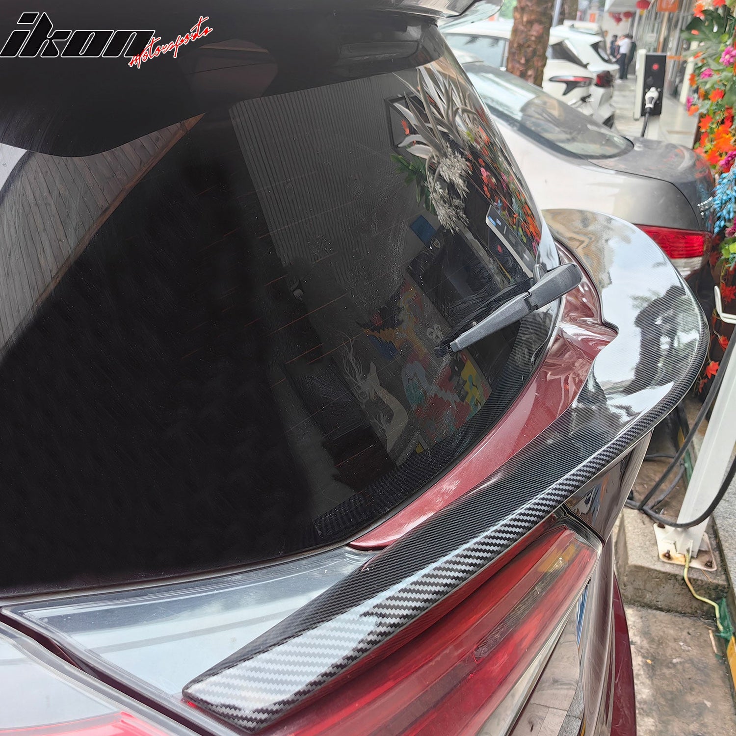 2016-2018 Toyota Rav4 IKON Rear Spoiler Lip Carbon Fiber Print ABS
