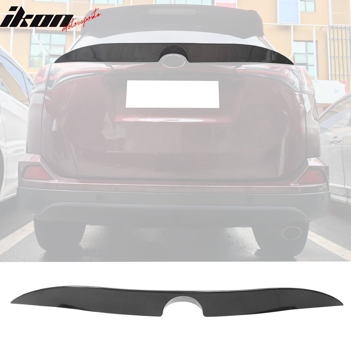 2016-2018 Toyota Rav4 IKON Rear Spoiler Lip Carbon Fiber Print ABS