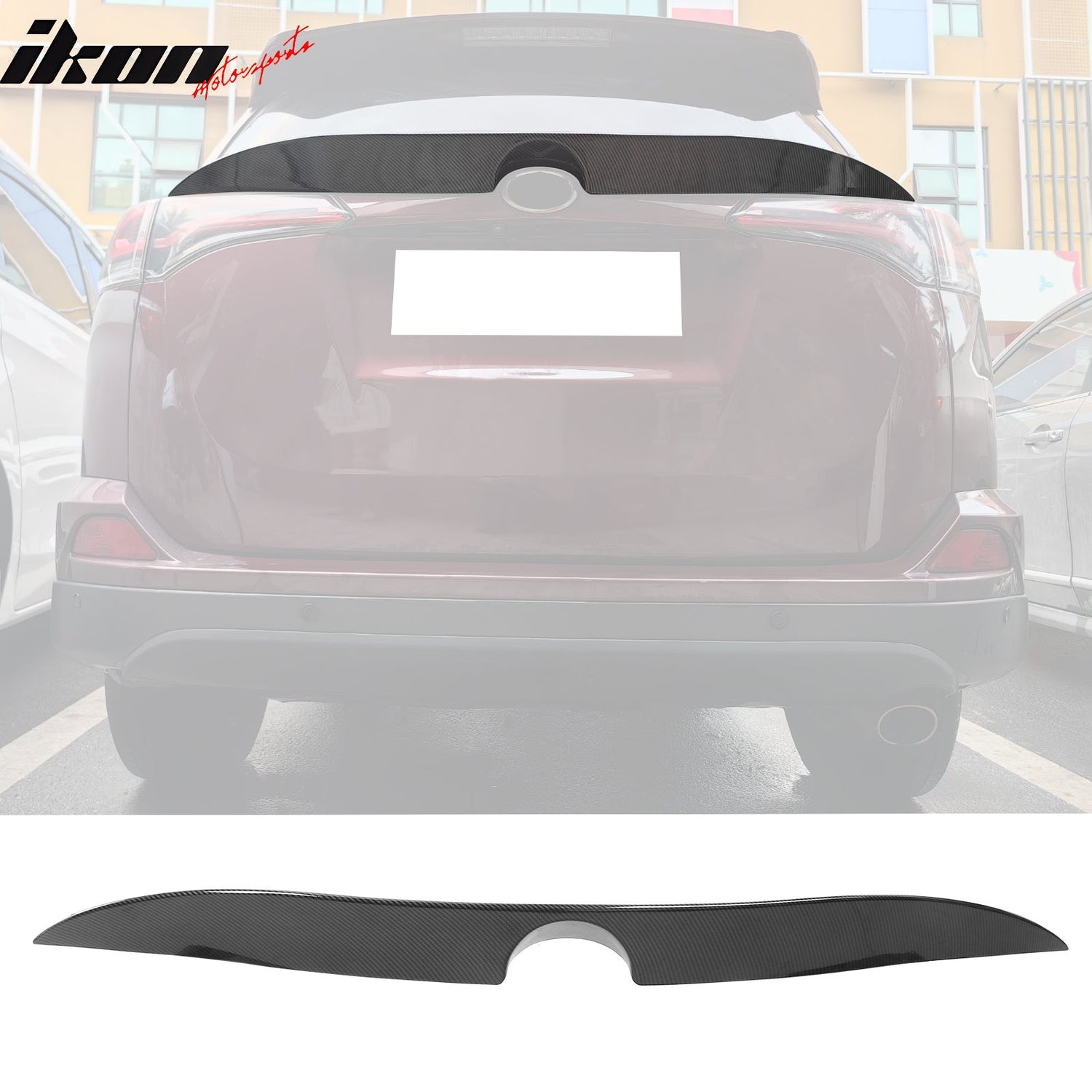 2016-2018 Toyota Rav4 IKON Rear Spoiler Lip Carbon Fiber Print ABS