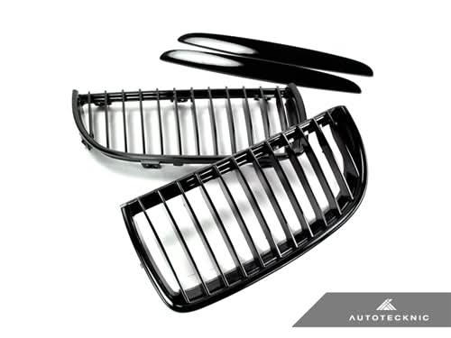 AutoTecknic Gloss Black Front Grille Set - BMW E90 Sedan | E91 Wagon | 3-Series
