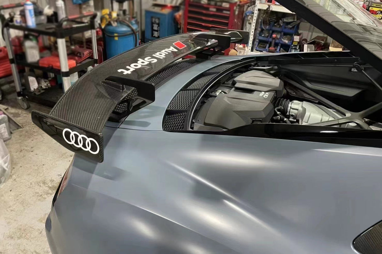 2016-2025 Audi R8 GEN2 Coupe ONLY GT Style DRY Carbon Fiber Trunk Wing with Base and Aluminum Legs