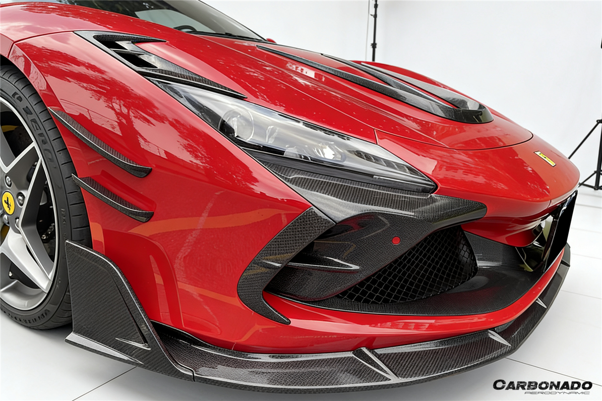 2019-2024 Ferrari F8 MSY Style Autoclave Carbon Fiber Front Bumper Canards