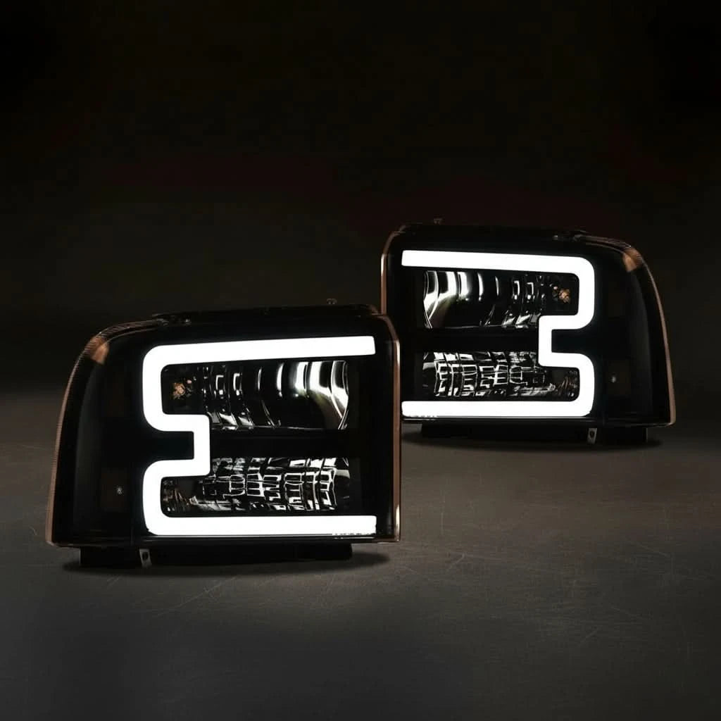 LED DRL Bar Headlight Assembly for 2005–2007 Ford F-250/F-350/F-450/F-550 Super Duty & 2005 Excursion – Chrome