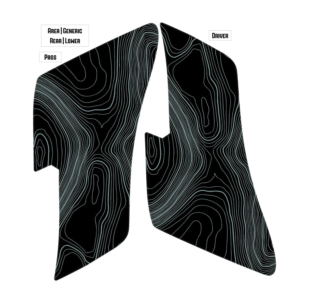 Topo Rear Interior Lower Door Card Insert Overlays (Printed Series) - 2021+ Bronco 4 Door