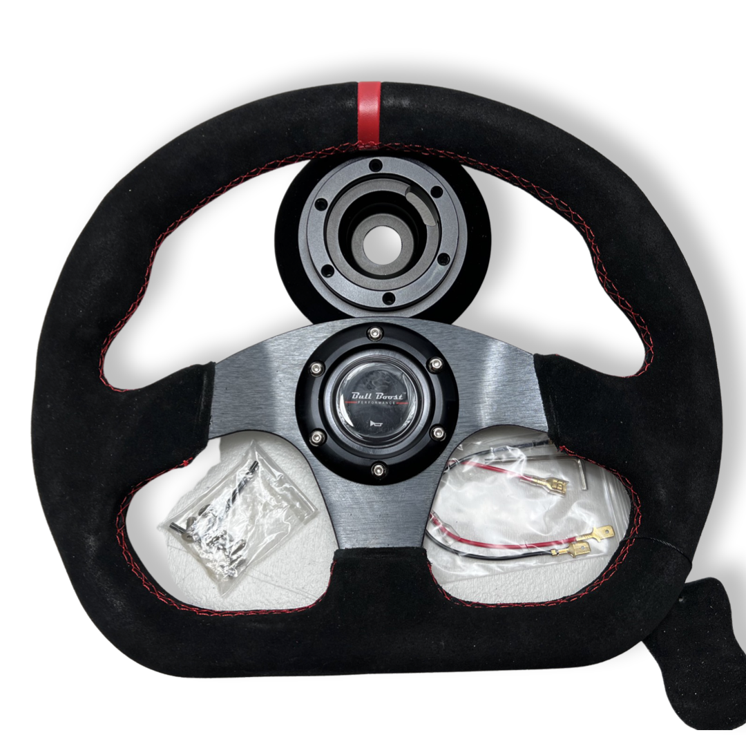 Suede Steering Wheel + Short Hub Adapter Kit For Ford F 150 350 450