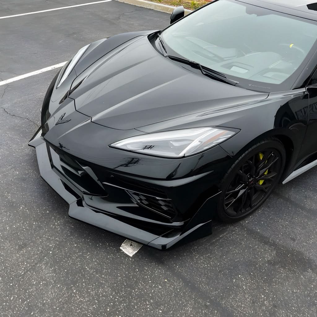 2020-2024 Corvette C8 Stingray Evo Style Front Lower Chin Splitter Gloss Black