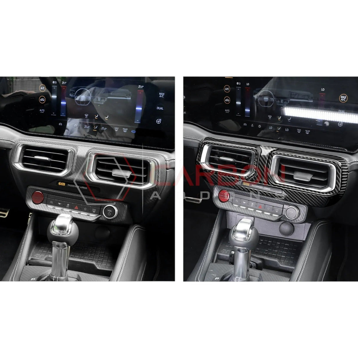2024+ S650 Mustang Real Carbon Fiber Dash Center AC Vents Trim Overlays
