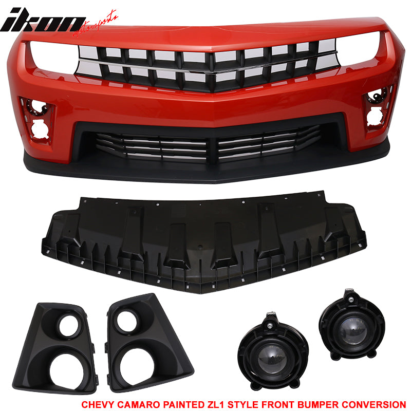 Fits 10-13 Camaro ZL1 Front Bumper Paintedinferno Orange Metallic