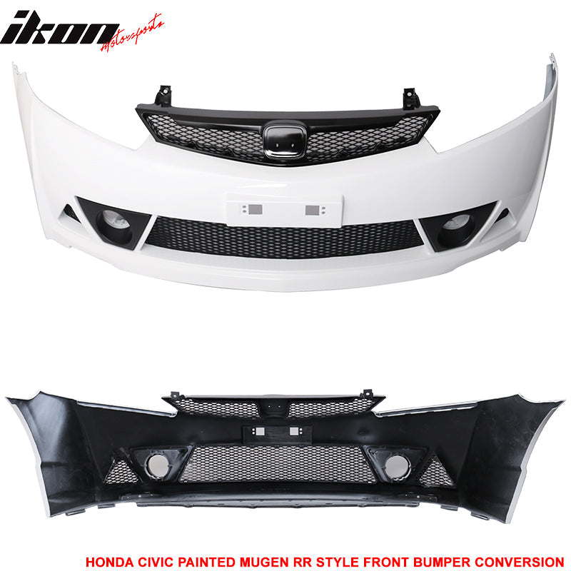 2006-2011 Honda Civic Mugen Style Painted Taffeta White Front Bumper
