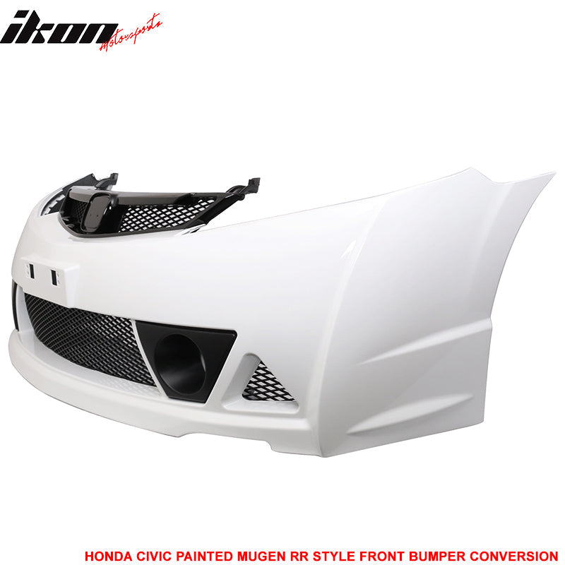 2006-2011 Honda Civic Mugen Style Painted Taffeta White Front Bumper