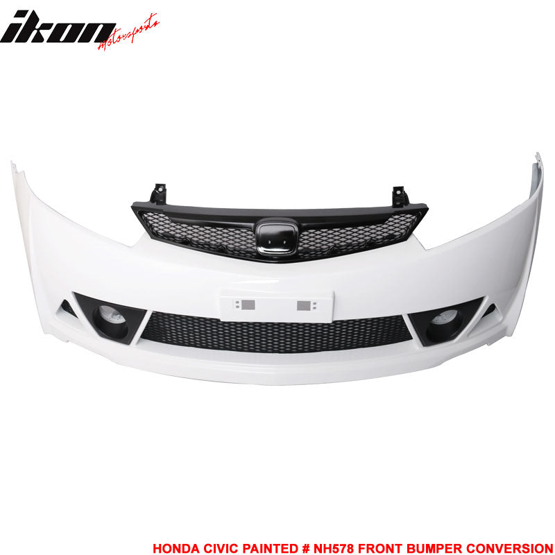 2006-2011 Honda Civic Mugen Style Painted Taffeta White Front Bumper
