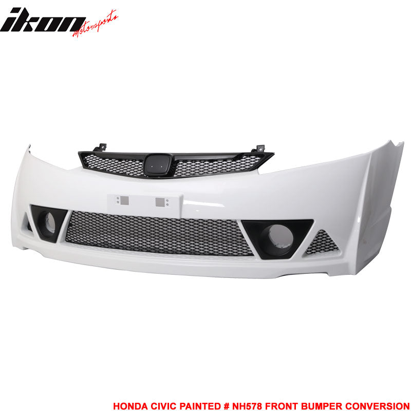 2006-2011 Honda Civic Mugen Style Painted Taffeta White Front Bumper