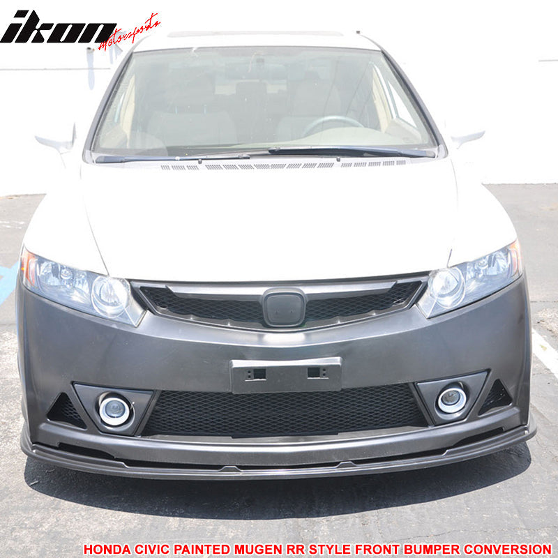 2006-2011 Honda Civic Mug Style Paint Crystal Black Pearl Front Bumper